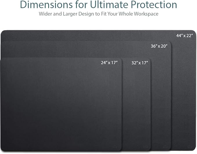 Leather Desk Pad 36" x 20", Vine Creations Office Desk Mat Waterproof Black - Premium Quality - Smooth Mouse Writing Surface - Maximum Protection Dual-Sided Pu Leather Blotter for Desk Office/Home