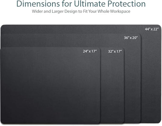 Leather Desk Pad 36" x 20", Vine Creations Office Desk Mat Waterproof Black - Premium Quality - Smooth Mouse Writing Surface - Maximum Protection Dual-Sided Pu Leather Blotter for Desk Office/Home