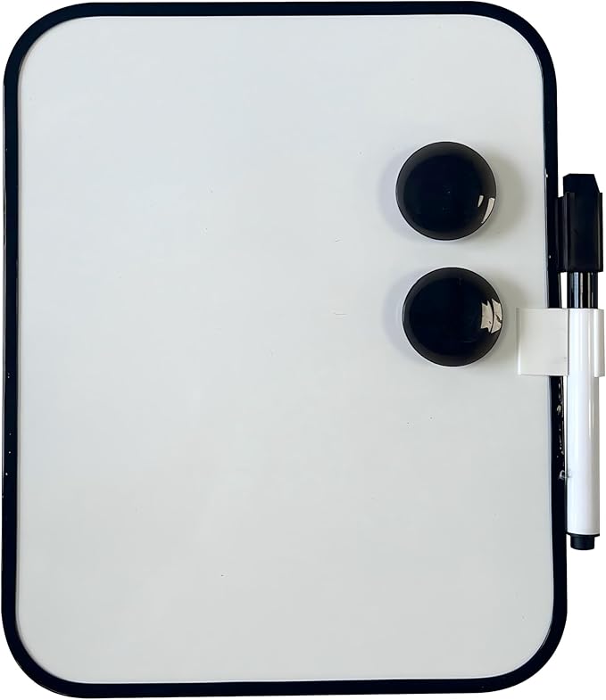Magnetic Whiteboard, Erasable Notepad, Portable Drawing Board, Teaching Whiteboard, Magnetic Dry Erase Board for Lockers, 6" x 8" with Marker and 2 Magnets (Black)