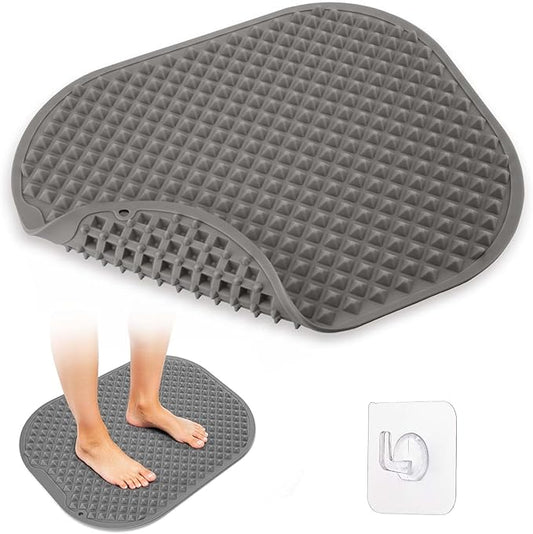 Upgrade Silicone Foot Massager Mat with Dual-Side Usage, Large Reflexology Mat for Feet Relaxation, Foldable Foot Acupressure Mat, Portable Standing Desk Mat for Pain, Fatigue Relief(Gray-L)
