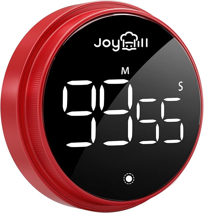 JOYHILL Digital Kitchen Timer, Large LED Display with Magnetic Countdown 3 Volume Levels, Ideal for Cooking Classroom Studying Fitness, Timer for Kids and Seniors Red