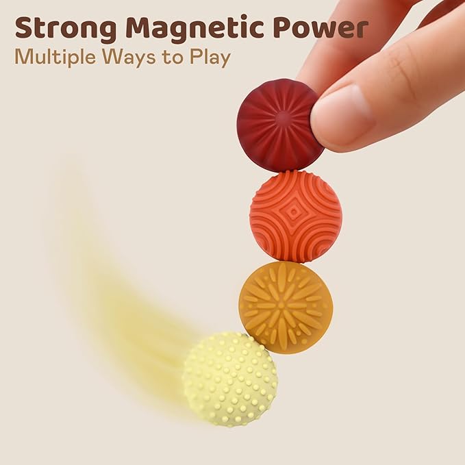 Magnetic Sensory Fidget Balls – 4PC Medium Weighted Textured Silicone Stress Relief Toys for Adults & Teens with ADHD, Autism, Anxiety – Quiet Magnet Fidgets for Desk, Travel, Office & Gifts