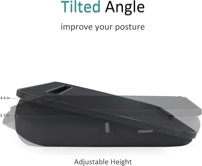 Istudyniture Lap Desk | Portable Laptop Desk & Stand – Fits Up to 15.6 inch – Washable Cushion, Built-in Phone Holder – for Bed, Couch, Sofa, Floor – Writing, Reading, Home Office – Small, Black