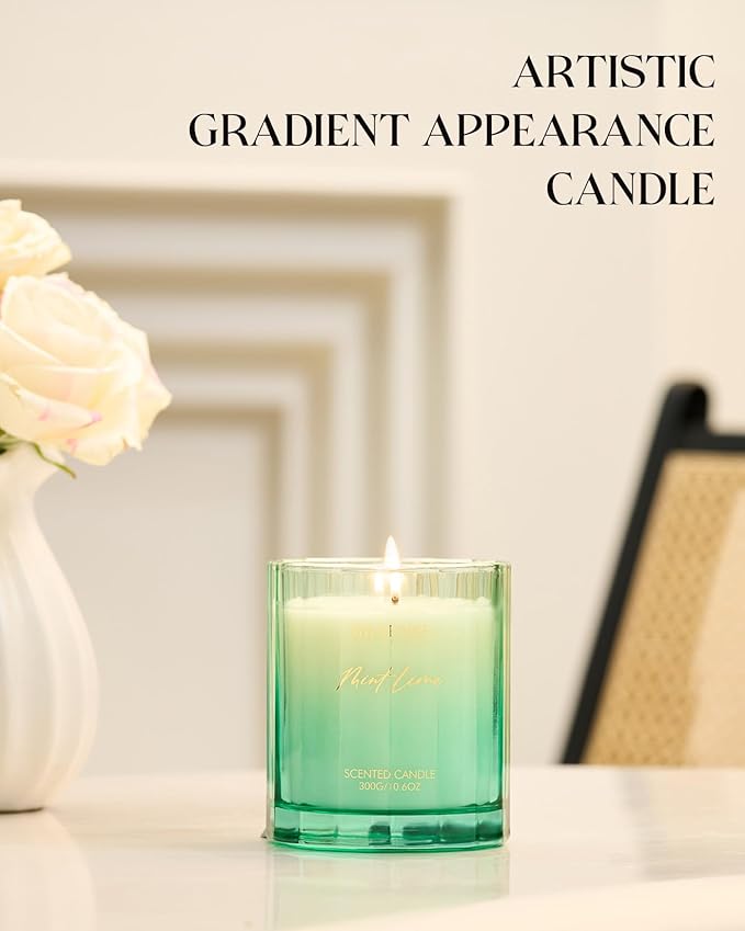 M&SENSE Mint Scented Candle - 10.6oz Natural Soy Wax 60-Hour Long Lasting Burn Time Non Toxic Relaxing Candle for Summer, Yoga, Spa & Stress Relief for Family Friends