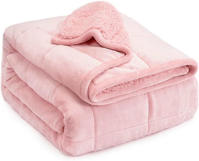 Lofus Weighted Blanket for Adults(20 lbs, 60" x 80"), Queen Size Heavy Blanket Machine Washable, Soft Weighted Blankets for Stress Relief and Sleep Promotion-Pink