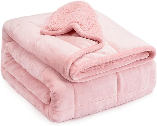 Lofus Weighted Blanket for Adults(20 lbs, 60" x 80"), Queen Size Heavy Blanket Machine Washable, Soft Weighted Blankets for Stress Relief and Sleep Promotion-Pink