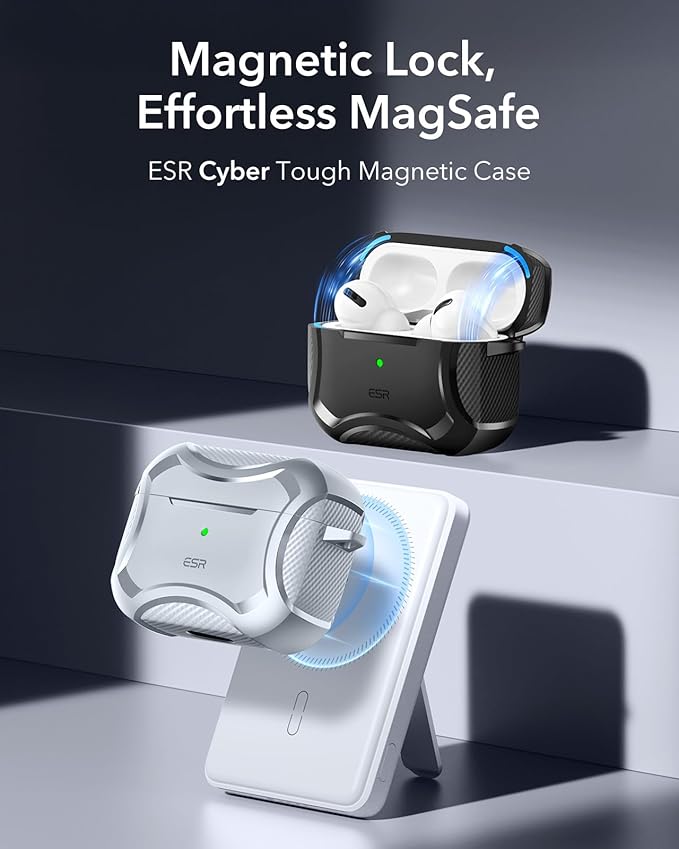 ESR for AirPods Pro 2nd Generation Case, Compatible with Airpods Pro Case 2nd/1st Gen (2023/2022/2019), Compatible with MagSafe, Powerful Drop Protection, Magnetic Lid,Gray