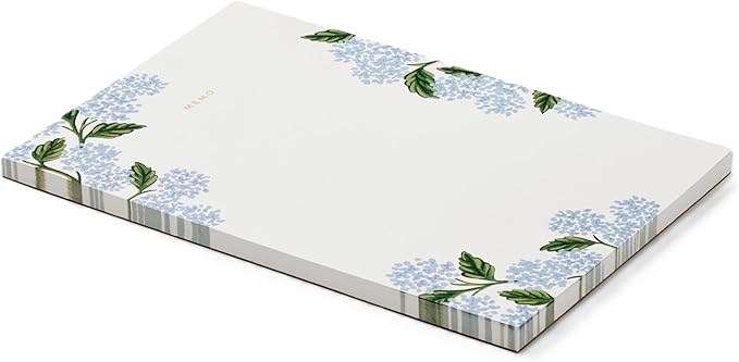 RIFLE PAPER CO. Large Memo Notepad, 65 Tear-Off Pages, Featuring Bands of Pastel Hues Separating the Days, Printed in Full Color and Foil Stamped (Hydrangea)