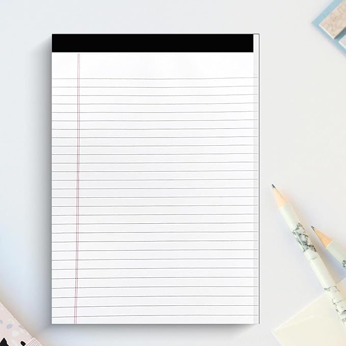 8 Pack Legal Pads 8.5x11, White Note Pads, 50 Sheet Writing Note Pad with Sturdy Cardboard Backing for Office, Daily Planning