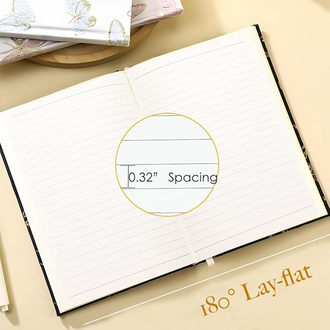 Butterfly Notebook, Journals for Women, Hardcover Notebook, Lay-flat, A5, 6x8, Lined, Dream Journal, Personal Journal, Beautiful Journal, Notebooks for School, Embroidered Journal, Diary, Black