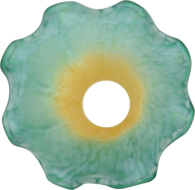 Bieye LS17S Lily Flower Blown Glass Lampshade (Yellow Cyan, Opening I.D. 0.87" x O.D. 1")