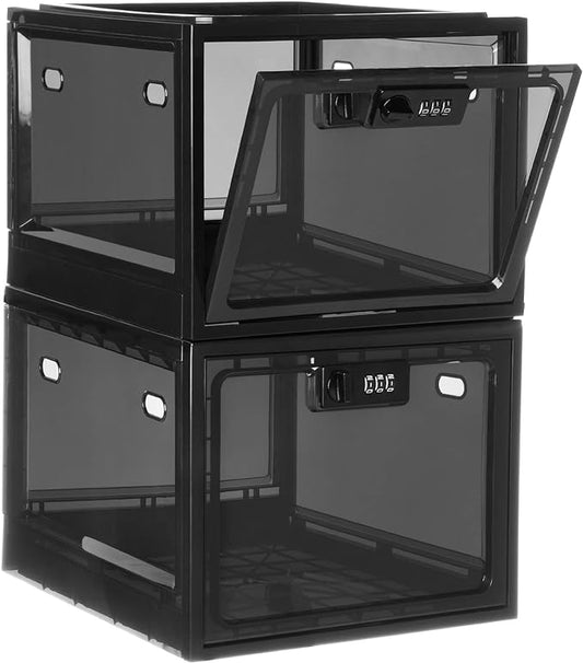 Lalifebuss Medicine Lock Box, 2 Pack Medication Lockable Container for Refrigerator Food Safe Locking Box Tablet Phone Locked Box for Kitchen Home School and Office Safety