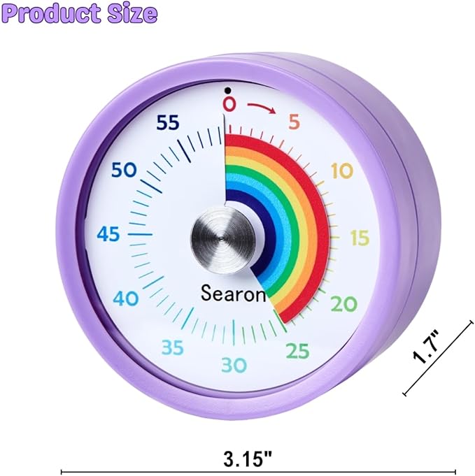 Searon Kitchen Timers for Cooking, Magnetic Visual Timer for Kids Teachers Classroom School ADHD Autism Oven or Adult with Special Needs (Purple)