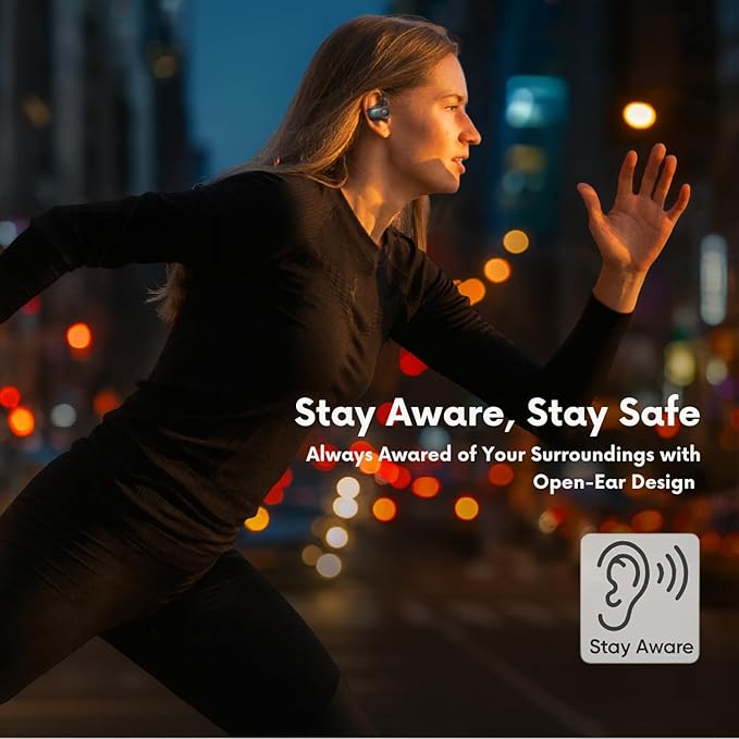 Open Ear Earbuds, Open Ear Headphones with 16mm Speakers, Bluetooth 5.4 Wireless, Biaxial Rotation, Lightweight, 20H Playtime, Over Ear Bluetooth Headphones for Running, Workout, IPX5 Waterproof