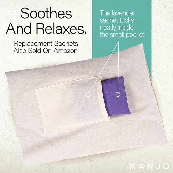 Kanjo Aromatherapy Acupuncture Pillow Lavender, 100% Cotton Linen Pillow for Back Pain and Neck Pain Relief with Natural Cork Filling