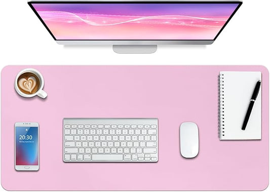 Boutilon Leather Desk Pad Protector,Non-Slip Mouse Pad,Laptop Desk Pad,Office Mouse Mat,Waterproof Leather Desk Blotter,Desk Writing Pad for Office and Home (M-Baby Pink,30"x14")