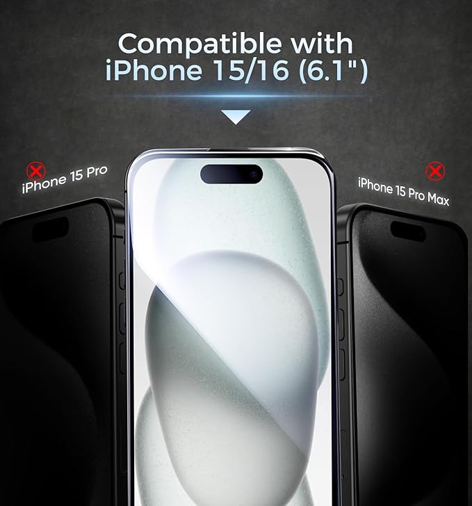 MAGIC JOHN 3rd Gen Upgraded for iPhone 15/iPhone 16 Screen Protector 6.1 Inch, HD Clear, Shatterproof Tempered Film, Auto Dust-Elimination, Bubble Free, Easy Installation, 2 Pack