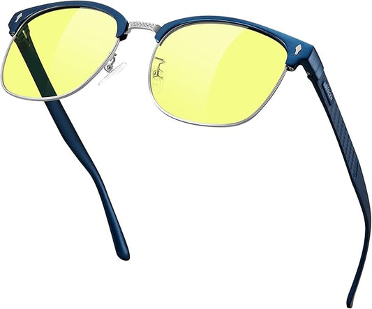 BIRCEN Blue Light Blocking Glasses: Al-Mg Metal Bluelight Computer Clear Glasses for Men Women Anti Eyestrain Office Home