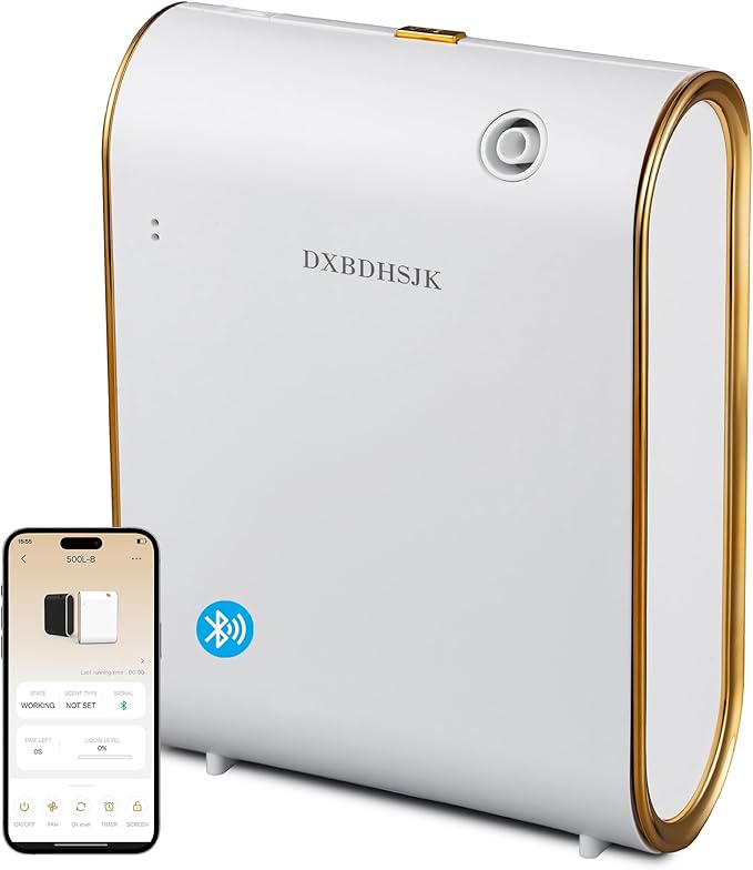 Home Bluetooth Smart Waterless Aromatherapy Machine, Essential Oil Diffuser, with Fragrance Coverage of up to 2000 Square feet, Suitable for Home, Hotel, Restaurant, Office, and spa Center.（White）