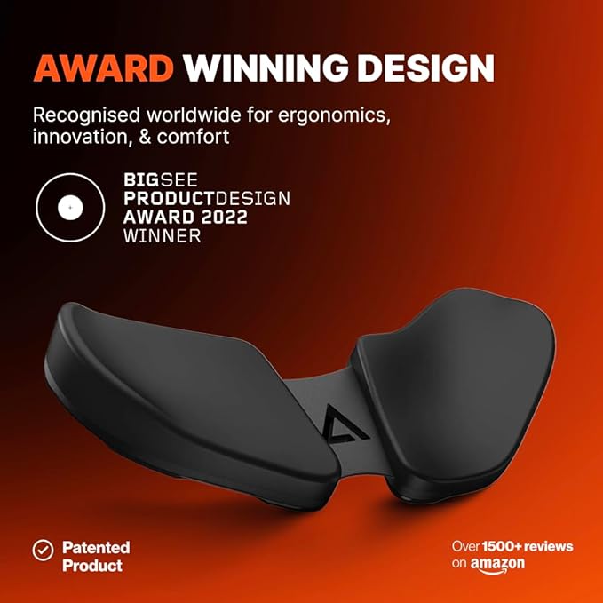 DELTAHUB Carpio 2.0 - Right-Handed Truly Ergonomic Wrist Rest for Mouse, Carpal Tunnel Support, Pain Relief, Anti-Fatigue, Easy Glide, Sleek, Office, Computer, Laptop, Gaming - Large, Black