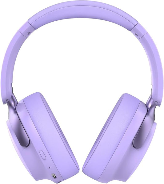 RORSOU B8 Bluetooth Headphones Over Ear, 6 EQ Music Modes and 50H Playtime Deep Bass Wireless Headphones with Mic, Lightweight Folding HiFi Stereo Headset for iPad/Travel/Tablet/PC/Home Purple