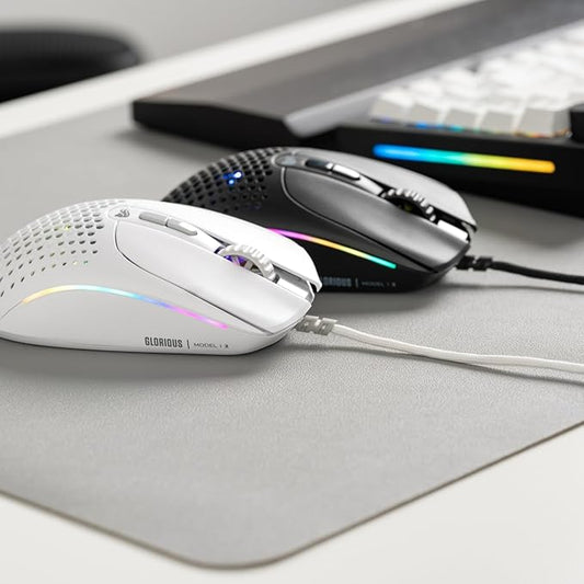 Glorious Gaming Model I 2 Wired Gaming Mouse: 9 Programmable Buttons (2 Swappable), 66g Superlight, 26k Optical Sensor, 80M Click Rated Switches, MMO/MOBA/FPS, Side Thumb Rest (White)