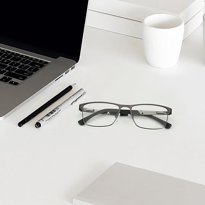 ZENOTTIC Reading Glasses Men: Blue Light Glasses Metal Square Frame - Computer Readers Nose Pads - Spring Hinge Eyeglasses