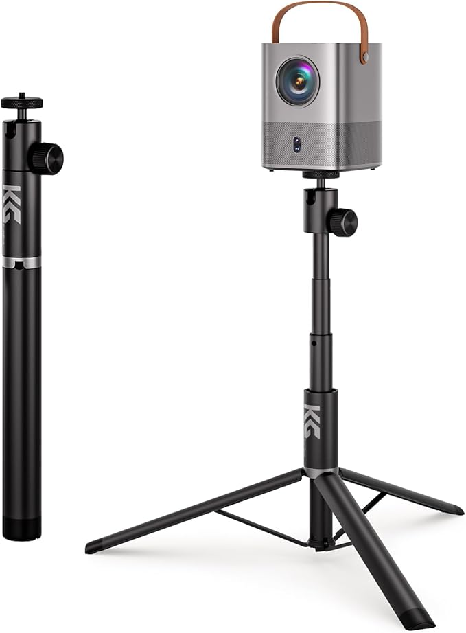 KraftGeek Portable Projector Stand for Outside, 32" Adjustable Projector Stand Tripod for Home & Outdoor Movie Night, with 1/4" Screw Adapter, 360 ° Rotation Ball Head