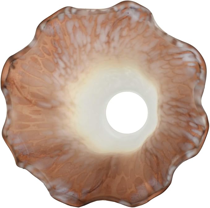 Bieye LS09S Lily Flower Blown Glass Lampshade (White Brown, Opening I.D. 0.87" x O.D. 1")
