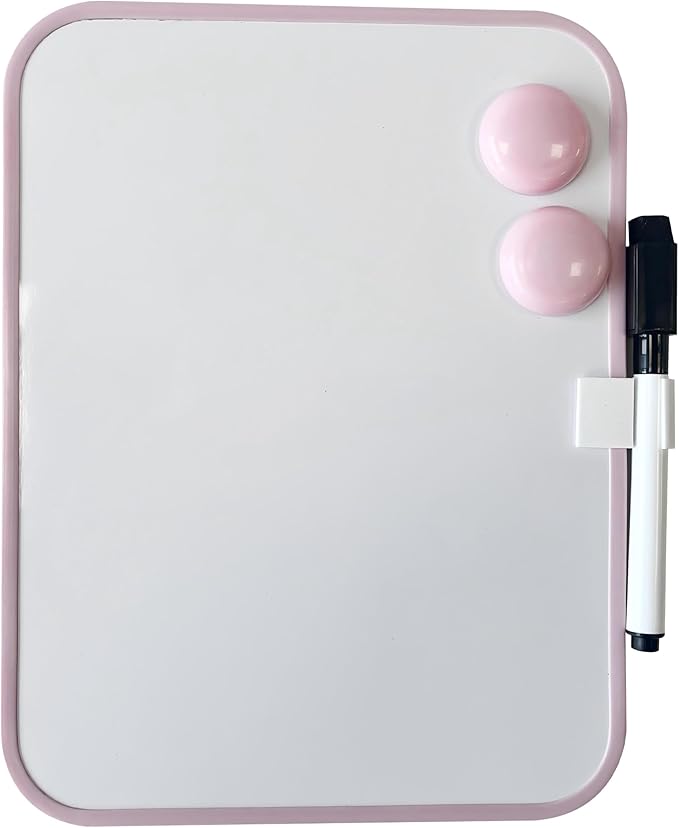 Magnetic Whiteboard, Erasable Notepad, Portable Drawing Board, Teaching Whiteboard, Magnetic Dry Erase Board for Lockers, 6" x 8" with Marker and 2 Magnets (Pink)