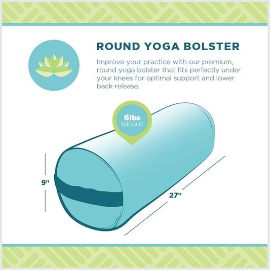 Bean Products Yoga Bolster - Made In The USA With Eco Friendly Materials - Round or Rectangular Support Cushions That Elevate Your Practice - Organic Hemp Cover