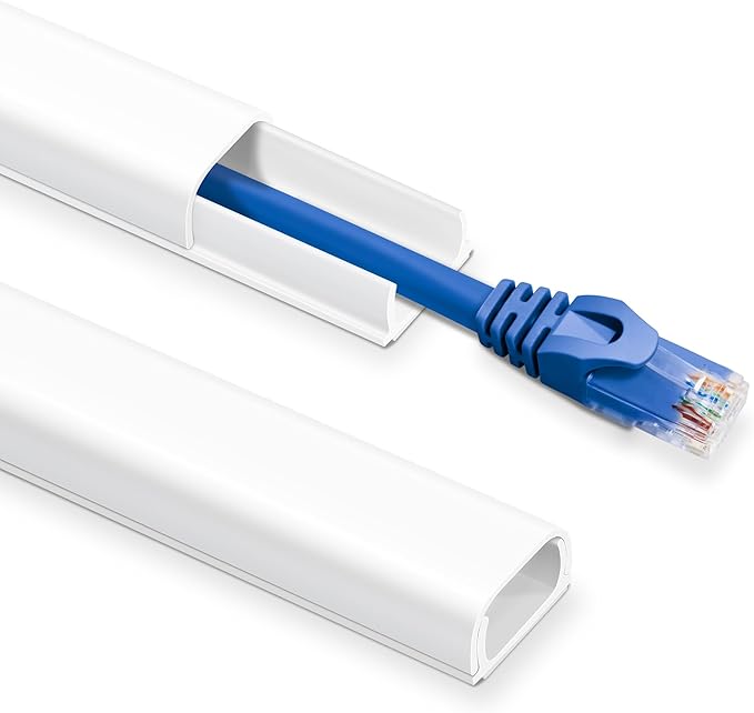 ZhiYo 102in Cord Covers for Wires on Wall, Cable Hider for 1-2 Cords, Self-Adhesive TV Cord Hider for Wall Mounted tv, Wire Cover Concealer, White Cable Management Raceway, 6X L17in W0.7in H0.4in