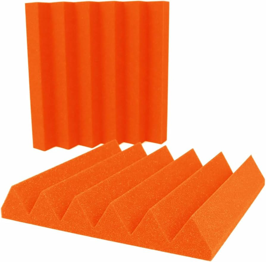 Foam Factory Inc 24 Pack Color Acoustic Foam Panel Studio Soundproofing Wedge Wall Tiles 12” X 12” X 2” (Orange)
