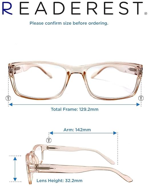 Readerest 1.0 Blue Light Reading Glasses - Lightweight Computer Glasses - Eye Strain, UV Glare Protection (Peach+Clear)