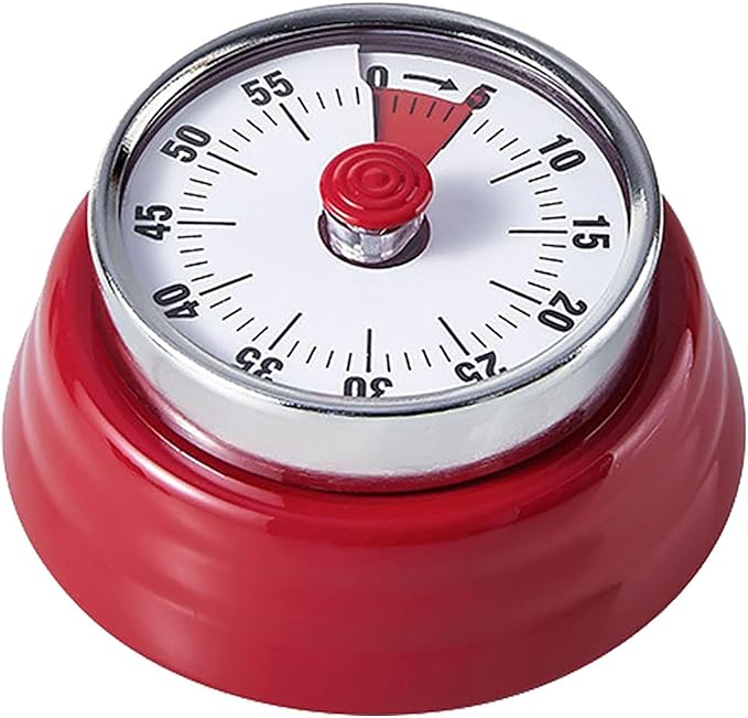 Elegant Stainless Steel Vintage Kitchen Timer with Magnetic Attachment - 60-Minute Countdown & Audible Alarm, Perfect for Cooking, Office Tasks, and Study Sessions (01-red)