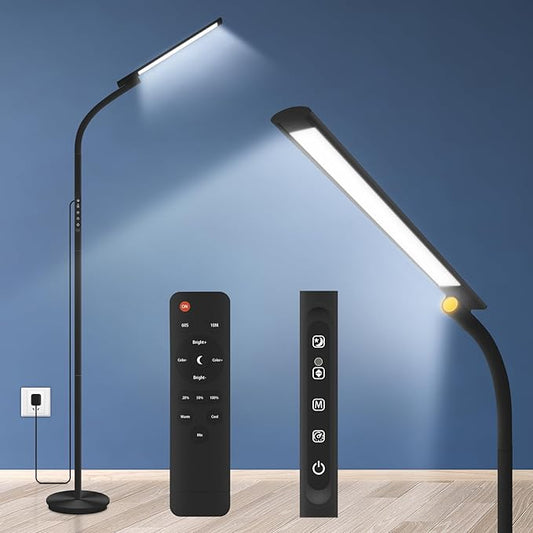 Light Therapy Lamp 10000 LUX UV-Free Happy Lamp,3 Heights Desk & Floor Sun Lamp, 5 Colors & 5 Brightness Levels with Timing Function (Black)