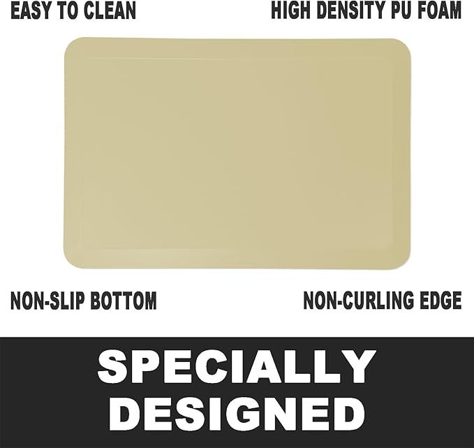 1" Extra Thick Anti Fatigue Floor Mat 60" L x 17" W,Kitchen Mat, Standing Desk Mat,140D Advanced PU Foam Ergonomic Comfort at Home, Office, Garage, Sink (Yellow)