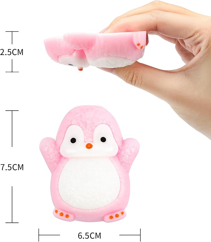 Cute Penguin TaBa Squishy Toys - Kawaii Stress Relief Fidget Sensory Toys, Soft Silicone Squeeze Gifts for Children, Teens, and Adults (5-Pack Black + Green + Pink +Purple+Blue)