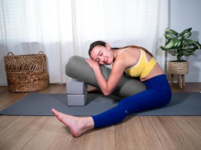 Sol Living Yoga Bolster Pillow for Restorative Meditation - 100% Cotton Cylindrical Cushion with Washable Cover for Balance Support in Asana Poses