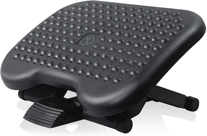 Under Desk Footrest Adjustable Height Comfy Foot Rest with 30 Degree Angle Adjustment for Comfort Home, Office Pressure Relief 18×14 inch
