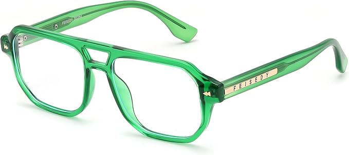 FEISEDY Aviator Blue Light Glasses for Men Women, Retro 70s Style Design Anti Glare Digital Eyestrain & Daily Wear B0284