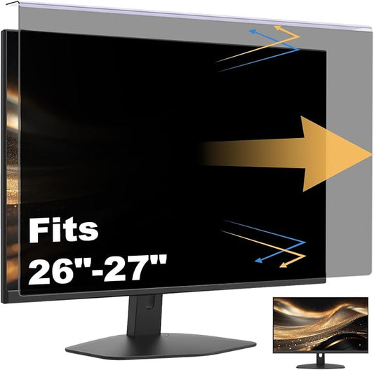 Hanging Computer Privacy Screen Protector Shield Compatible for 26/27 Inch Widescreen Desktop Monitor - Anti Glare & Blue Light Filter - Hanging Design for Easy On/Off