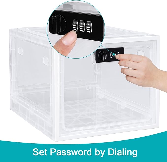 Lalifebuss Combination Lock Boxes for Personal Items, Lockable Storage Box for Office Locker/School/Medicine/Snacks/Phone Jail/Electronic/Home (1 Pack/White)