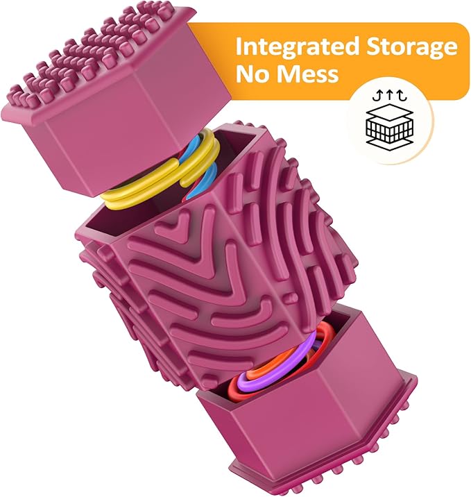 3D Upgraded Silicone Sensory Board with Built-in Storage – Fidget Travel Toys for Kids & Toddler, ADHD Autism Anxiety Relief Items (Red)