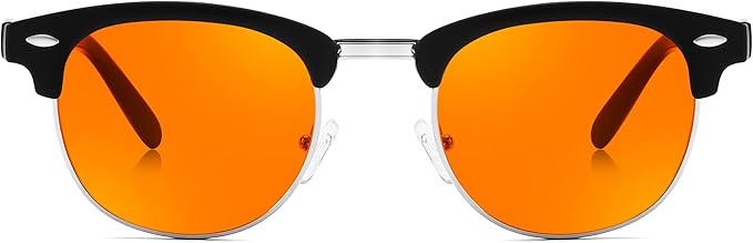 FEISEDY Orange Blue Light Blocking Glasses for Woman Men Amber Lenses Computer Gaming Glasses for Better Sleep