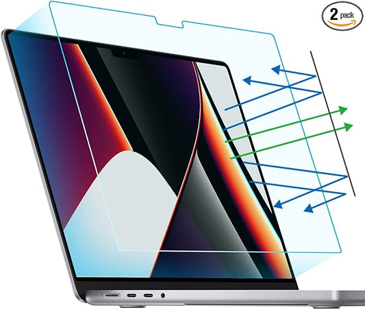 F FORITO 2-Pack Anti Blue Light Matte Laptop Screen Protector Compatible with 2024-2021 MacBook Pro 16 inch M4 M3 M2 M1 Pro/Max, Eye Protection Anti Glare Computer Screen Cover