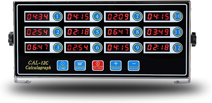 Kitchen Timers for Cooking, 12 Channel, Commercial Grade, Stainless Steel, LED Digital, Loud Alarm