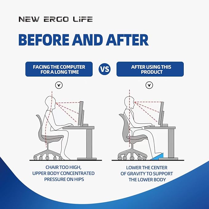 Ergo Life Adjustable Footrest Under Desk, Comfort Foot Stool at Work, 6-Position Multi-angle Adjustable Foot Pedal, Ergonomic Posture Support, Office and Home (Black)