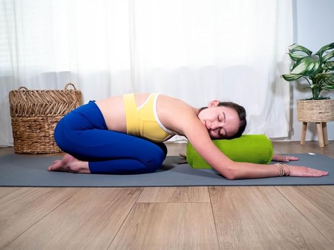 Sol Living Yoga Bolster Pillow for Restorative Meditation - 100% Cotton Cylindrical Cushion with Washable Cover for Balance Support in Asana Poses