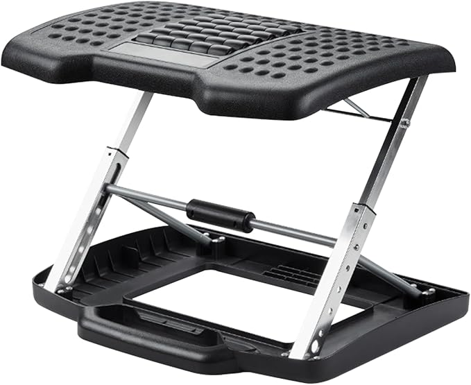 DXRacer Ergonomic Adjustable Desk Foot Rest, Foot Stools Footrest for Under Office Desk with Massage (Upgraded)
